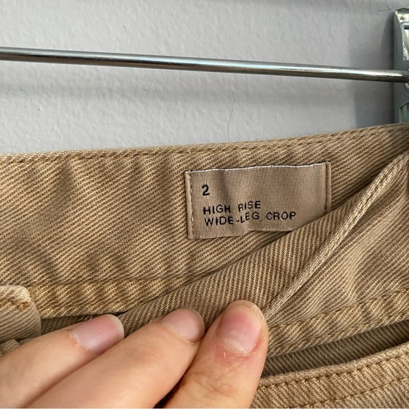 GAP Pants High Rise Wide-Leg Crop Khaki Chinos Stretch Neutral Minimalist 2 - Picture 6 of 12